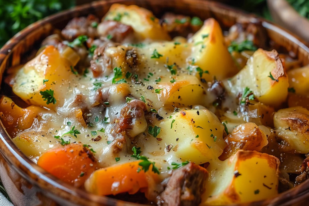 Slow Cooker Beef and Potato Bake