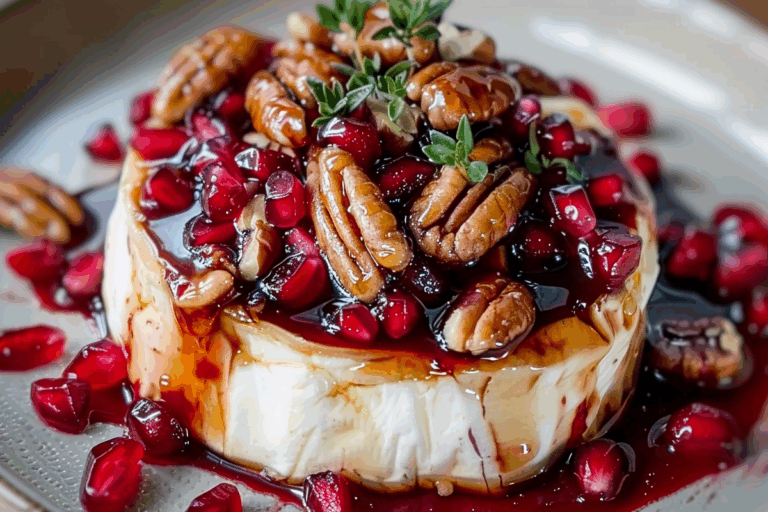 Baked Brie with Honey-Balsamic Cranberry Sauce