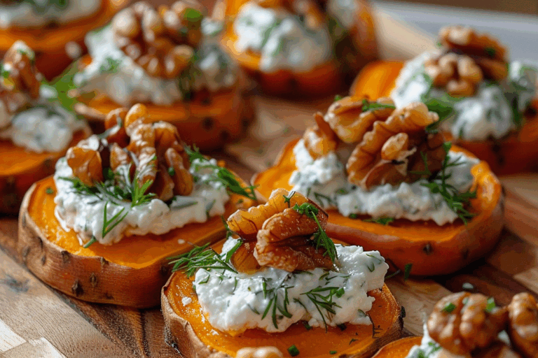 Sweet Potato Rounds with Herbed Ricotta and Walnuts