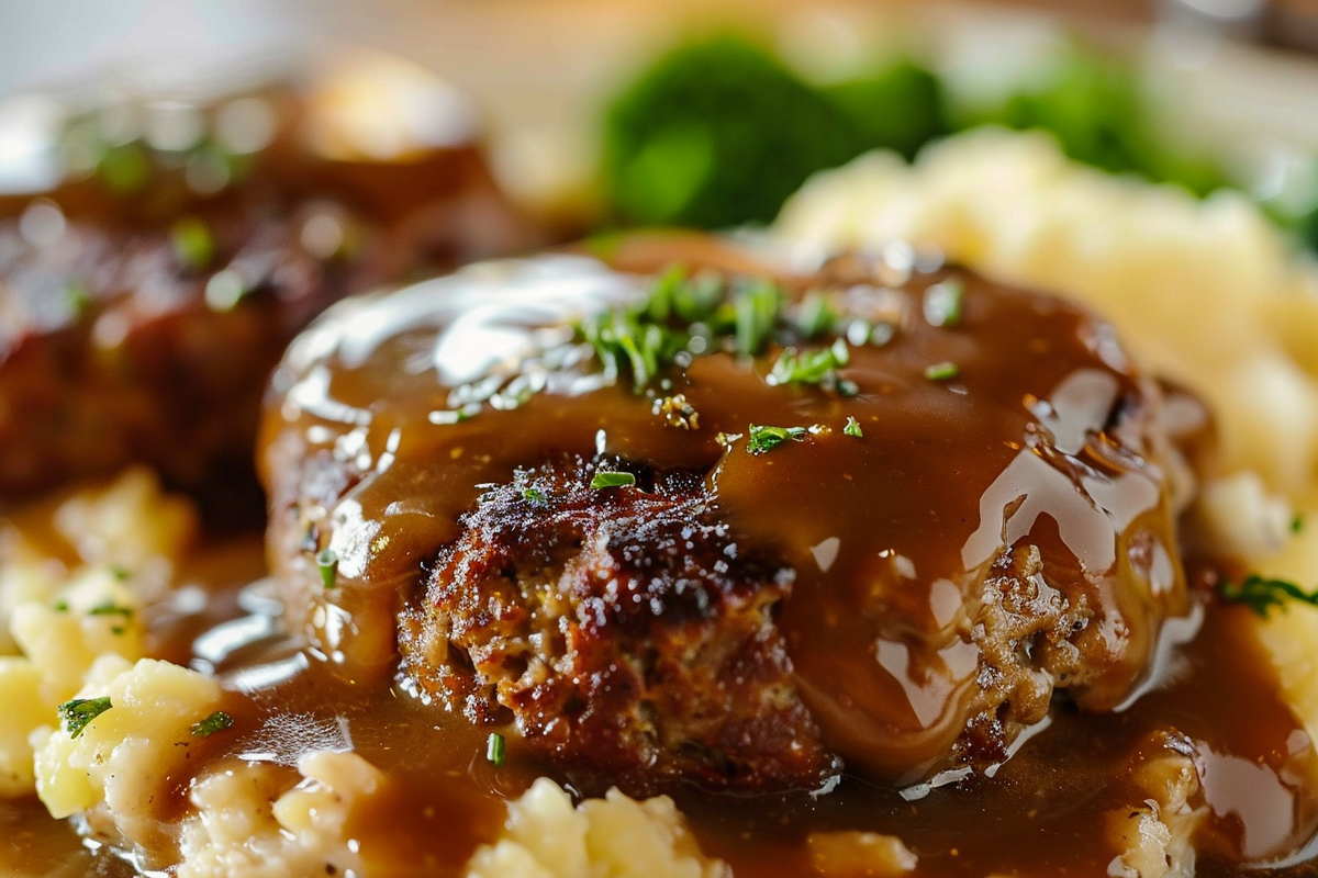 Southern-Style Meatloaf Patties with Brown Gravy