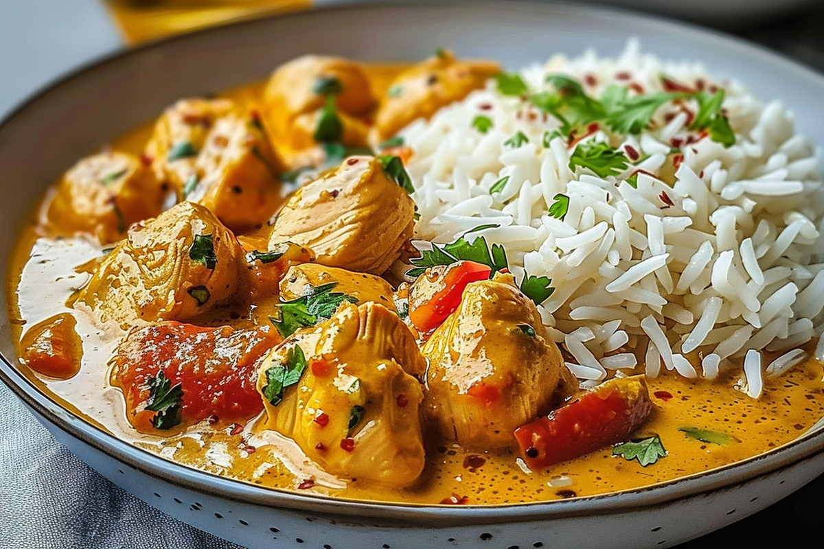 Golden Chicken Curry with Fluffy Basmati Rice