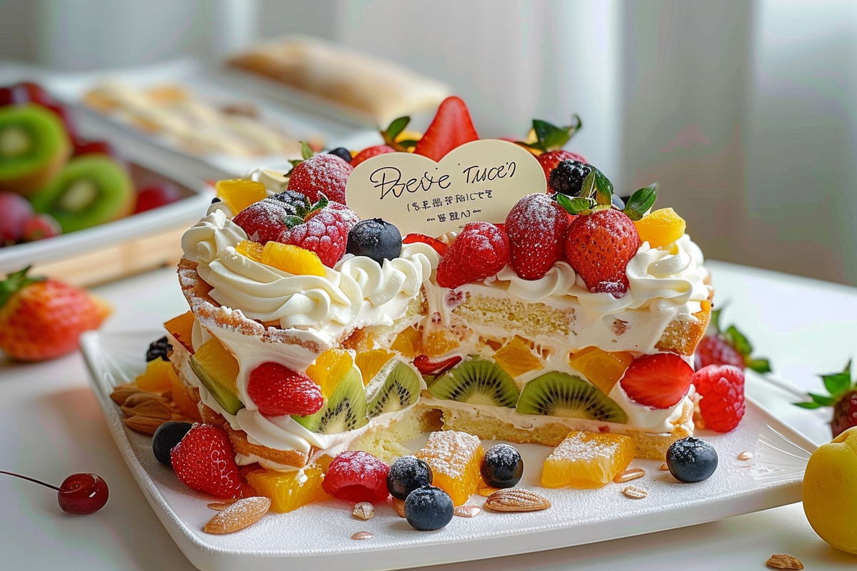 Fresh Fruit Whipped Cream Cake