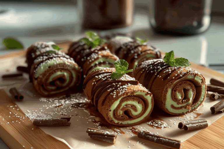 Chocolate Mint Ice Cream Rolls