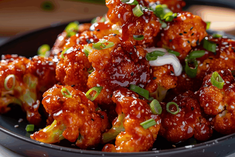 Gochujang Glazed Cauliflower with Lime Yogurt Dip