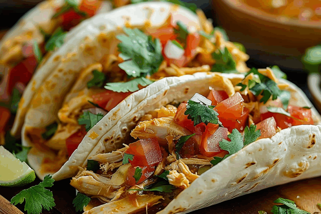 Slow Cooker Chicken Tacos with Salsa Queso