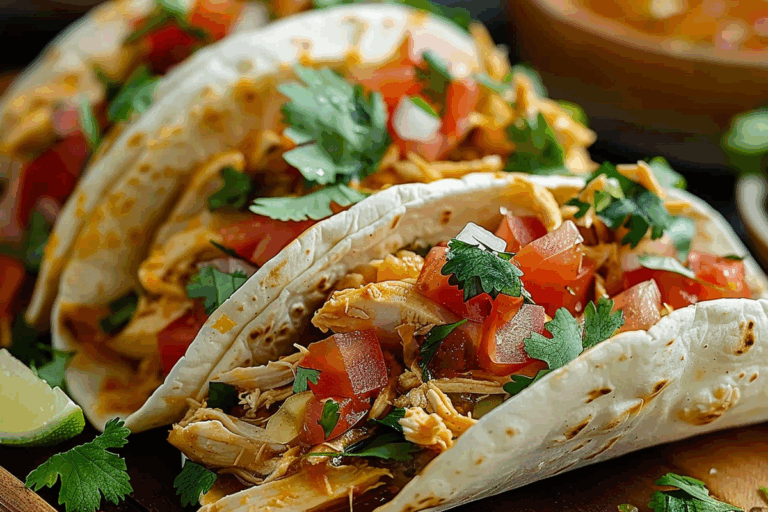 Slow Cooker Chicken Tacos with Salsa Queso