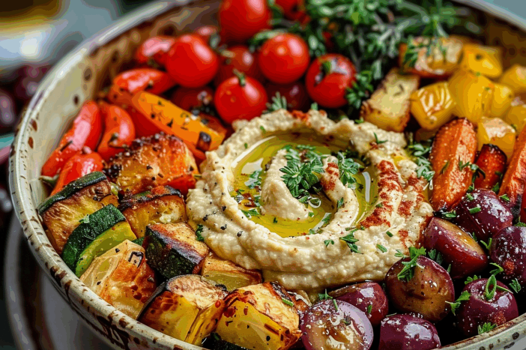 Roasted Veggie and Hummus Bowl