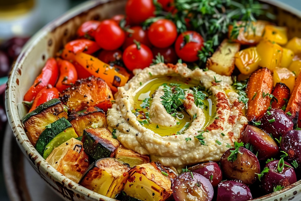 Roasted Veggie and Hummus Bowl