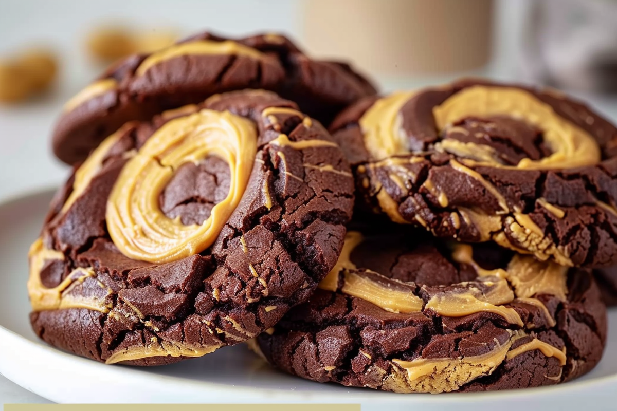 Swirled Brownie Cookies with a Peanut Butter Twist