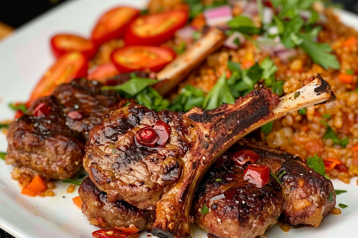Grilled Lamb Chops and Kofte with Flavorful Bulgur Pilaf