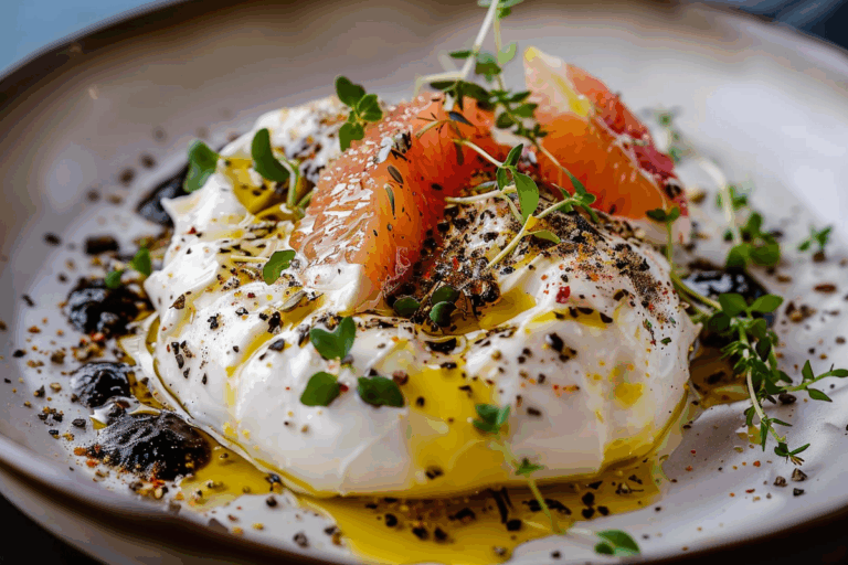 Melting Disco Burrata with Glittered Citrus Oil