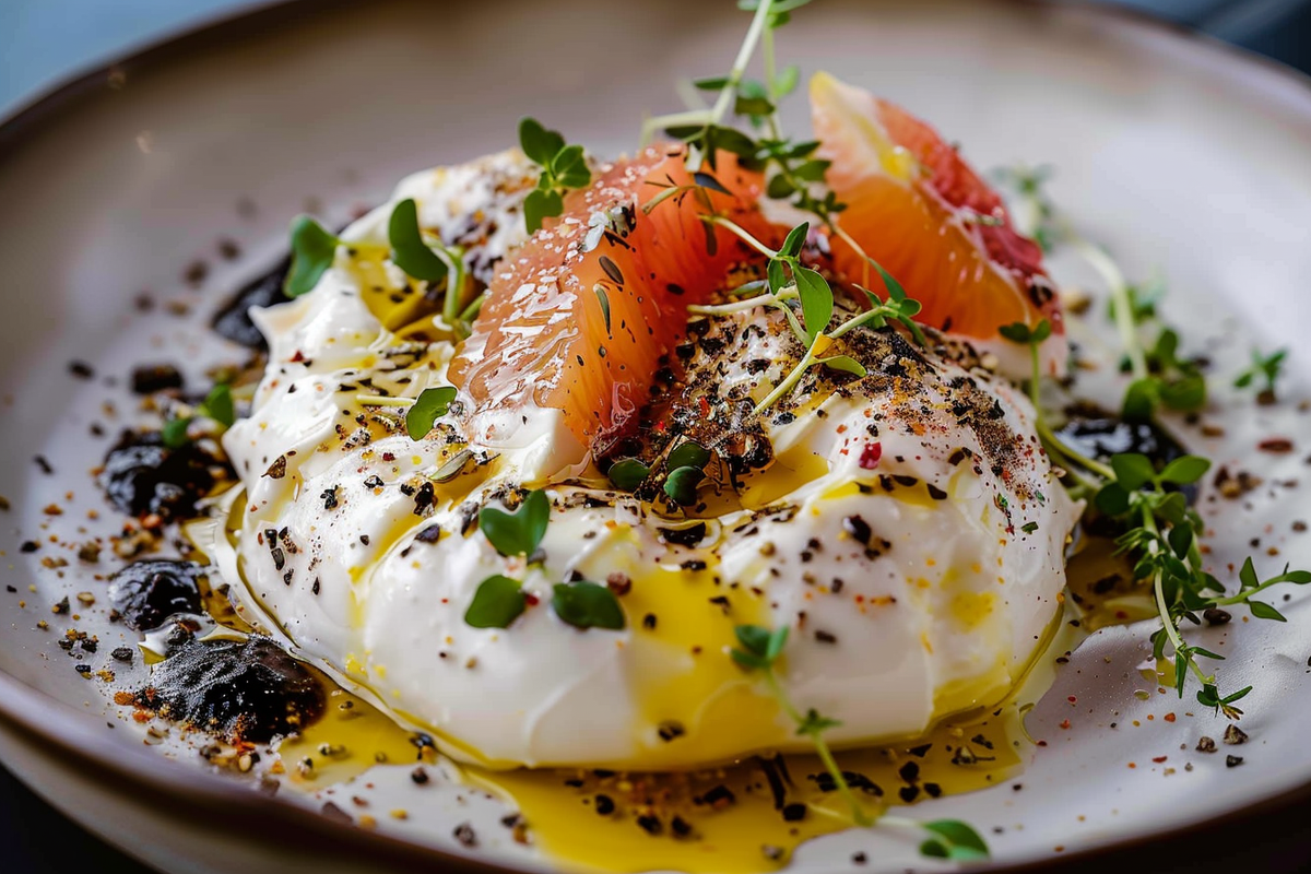 Melting Disco Burrata with Glittered Citrus Oil
