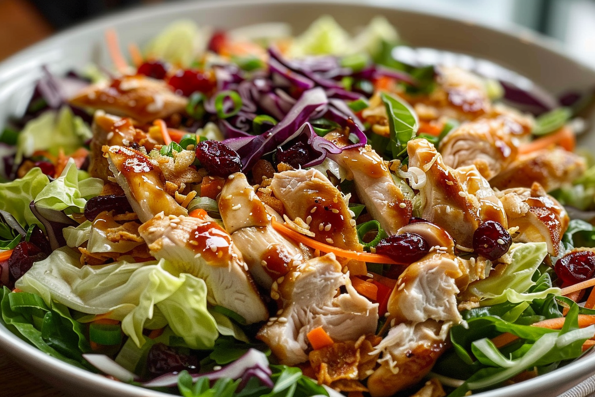 Healthy Asian Chicken Salad with Cranberries and Crunch