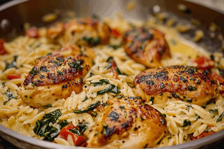 Creamy Ricotta Chicken and Orzo Skillet