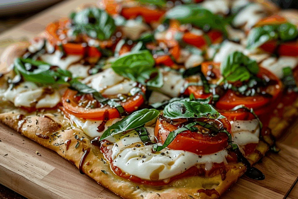 Burrata and Basil Caprese Flatbread Pizza