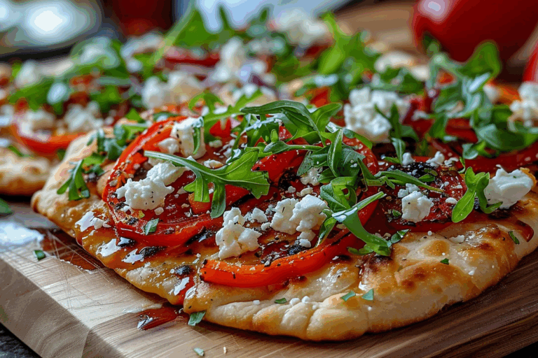 Roasted Red Pepper and Feta Flatbreads