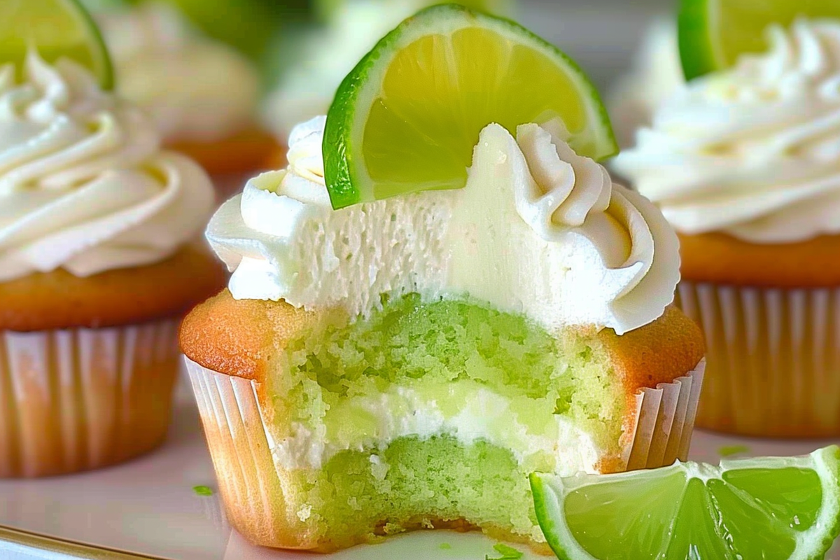 Key Lime Cupcakes Filled with Creamy Lime Frosting