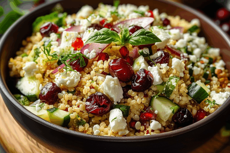 Feta & Cranberry Bulgur Wheat Salad with Lemon Vinaigrette