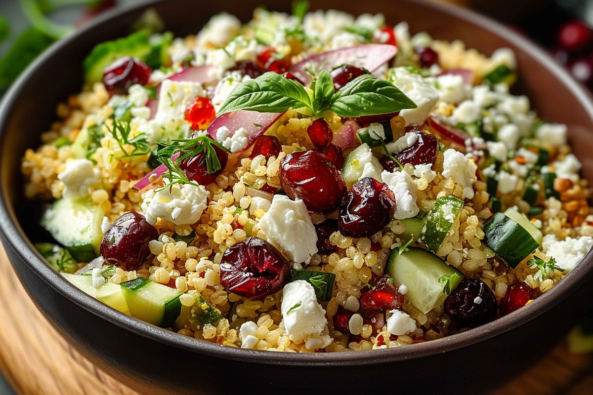 Feta & Cranberry Bulgur Wheat Salad with Lemon Vinaigrette